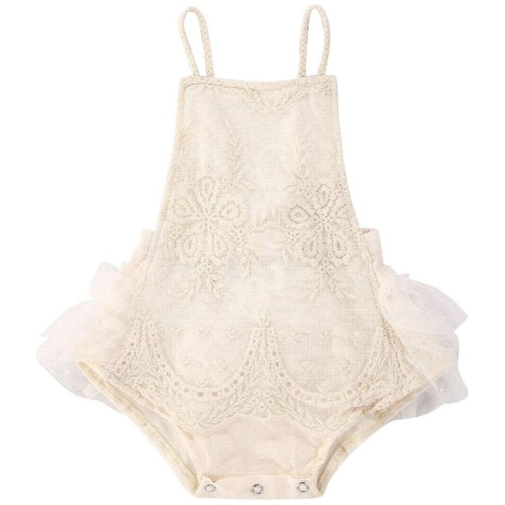 Boho Smash Birthday Outfit Beige Dress Clothes Romper Ivory Lace Photoshoot
